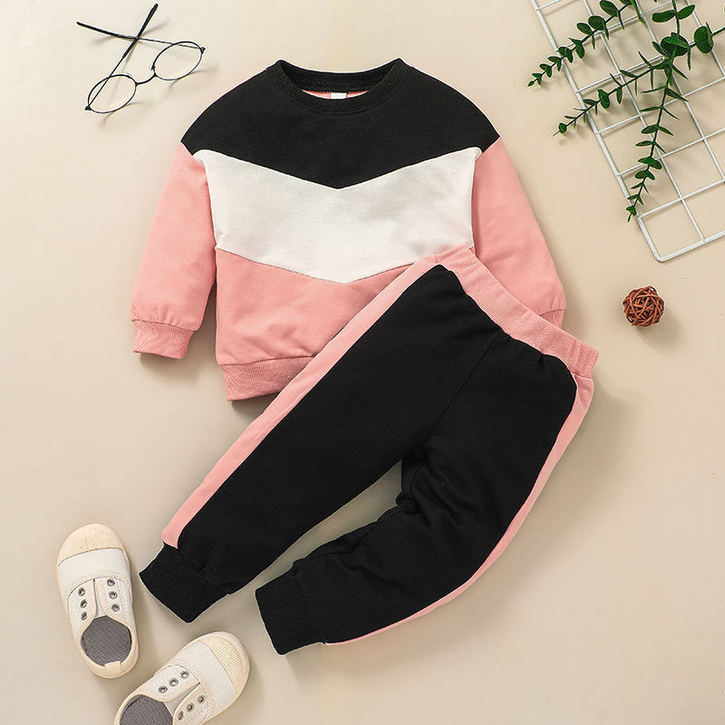Colorblock Sweater And Pant Two Piece Baby Girl Sets - PrettyKid