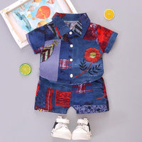 2-piece Floral Short Sleeve Shirt & Shorts for Children Boy - PrettyKid