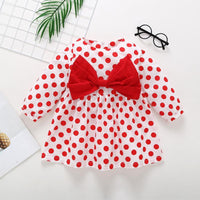 Girl Bow Dot Printed Dress - PrettyKid