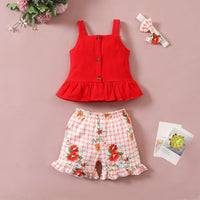 Grow Girl Cami Top & Floral Pattern Shorts & Bowknot Headband - PrettyKid