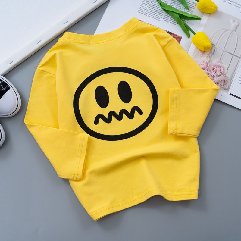 9M-6Y Long Sleeve Smiley Crew Neck Sweatshirt Wholesale Toddler Boy Clothes - PrettyKid