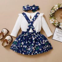 3-piece Shirt & Floral Skirt & Floral Headband for Baby Girl - PrettyKid