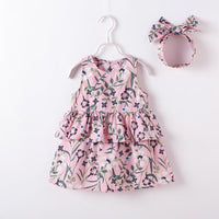 Girls' Floral Print Dress & Hair Rope - PrettyKid