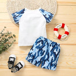 Toddler Boy Letter Print Camouflage T-shirt & Shorts - PrettyKid
