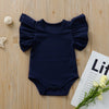 3M-3Y Baby Girls Ribbed Solid Ruffle Sleeve Bodysuit Wholesale Baby Boutique Clothing - PrettyKid