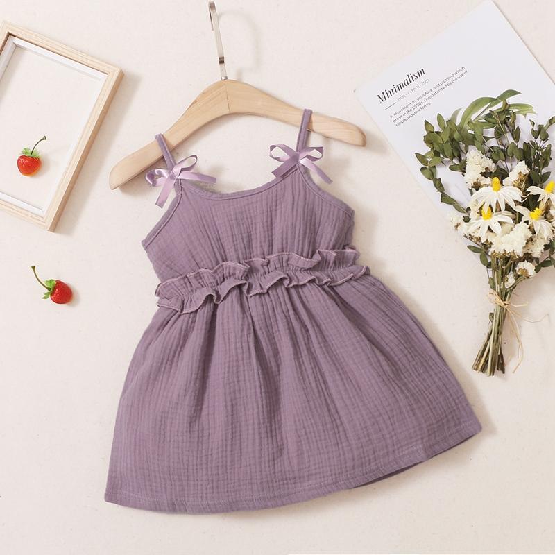 Toddler Girl Solid Pattern Summer Cotton linen sling skirt Wholesale Children's Clothing - PrettyKid