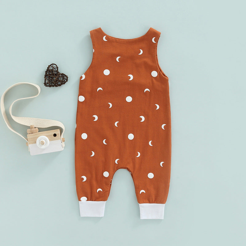 6-24M Baby Moon Print Tank Jumpsuit Wholesale Baby Clothing - PrettyKid