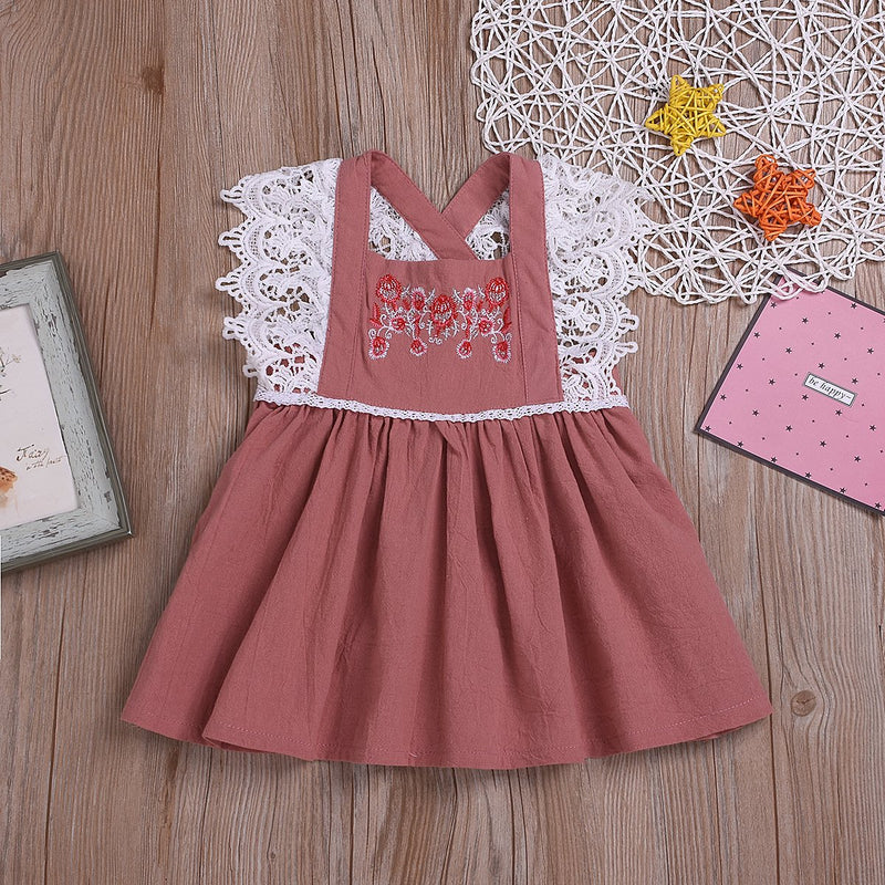 Toddler Girl Embroidered Lace Dress - PrettyKid