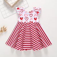 Girls Love Print Striped Dress - PrettyKid