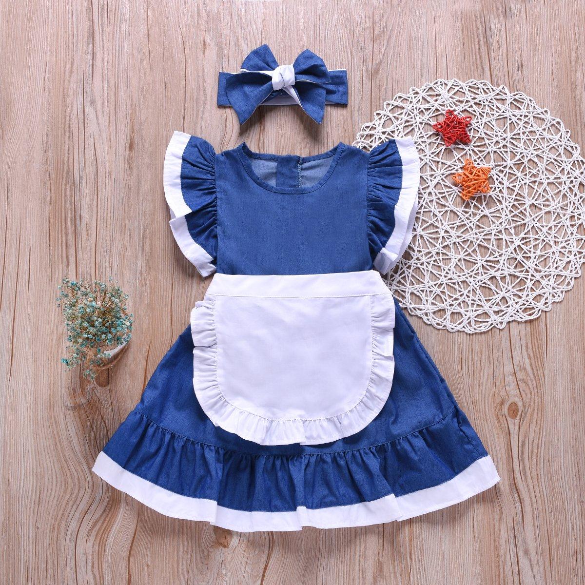 Fashionable 2-Piece Cute Solid Color Fly Sleeve Dress - PrettyKid