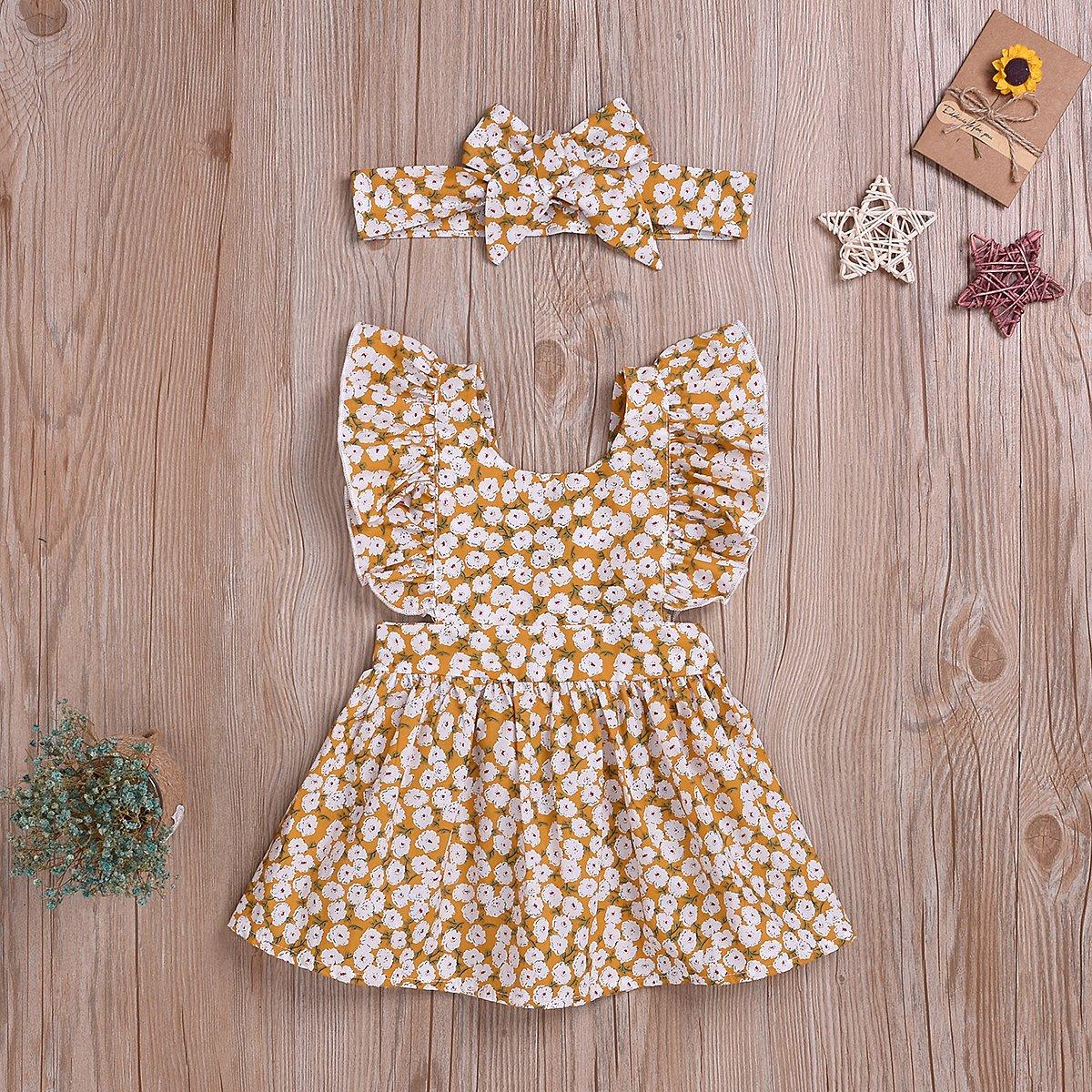 Toddler Girls Floral Dress Lovely Suspender Princess Skirt & Headdress - PrettyKid