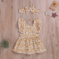 Toddler Girls Floral Dress Lovely Suspender Princess Skirt & Headdress - PrettyKid