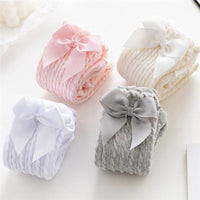 Girl Bow Knot Decor Mesh Stockings Children's Clothing - PrettyKid