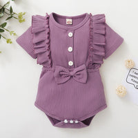 New Born Girl Ruffle Ribbed Bodysuit - PrettyKid