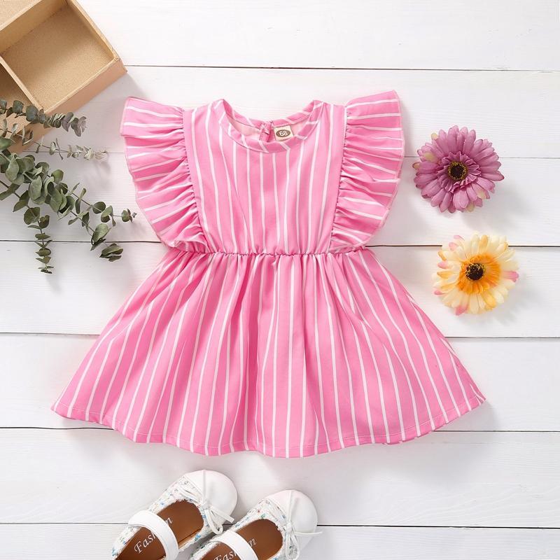 Toddler Girl Ruffle Armhole Striped Dress - PrettyKid