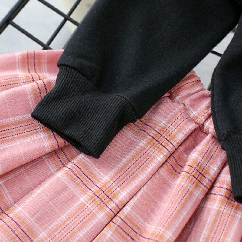 2-piece Sweatshirt & Plaid Skirt for Toddler Girl - PrettyKid