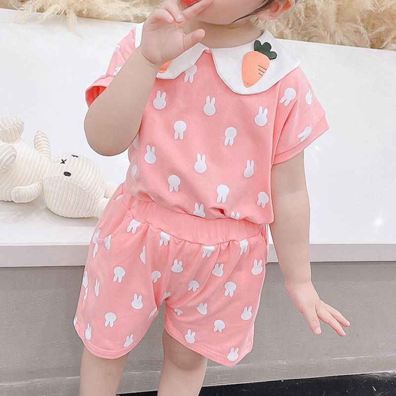 Toddler Girl Rabbit Pattern Lapel Suit - PrettyKid