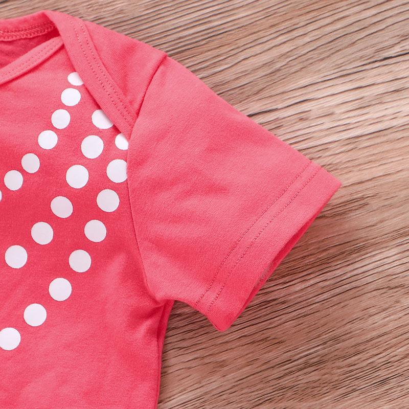 Baby Girl Dot Print Mesh Decor Bodysuit - PrettyKid