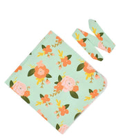 Floral Printed Blanket for Baby Newborn Wrapped Blanket Hair Band Two-piece Set - PrettyKid