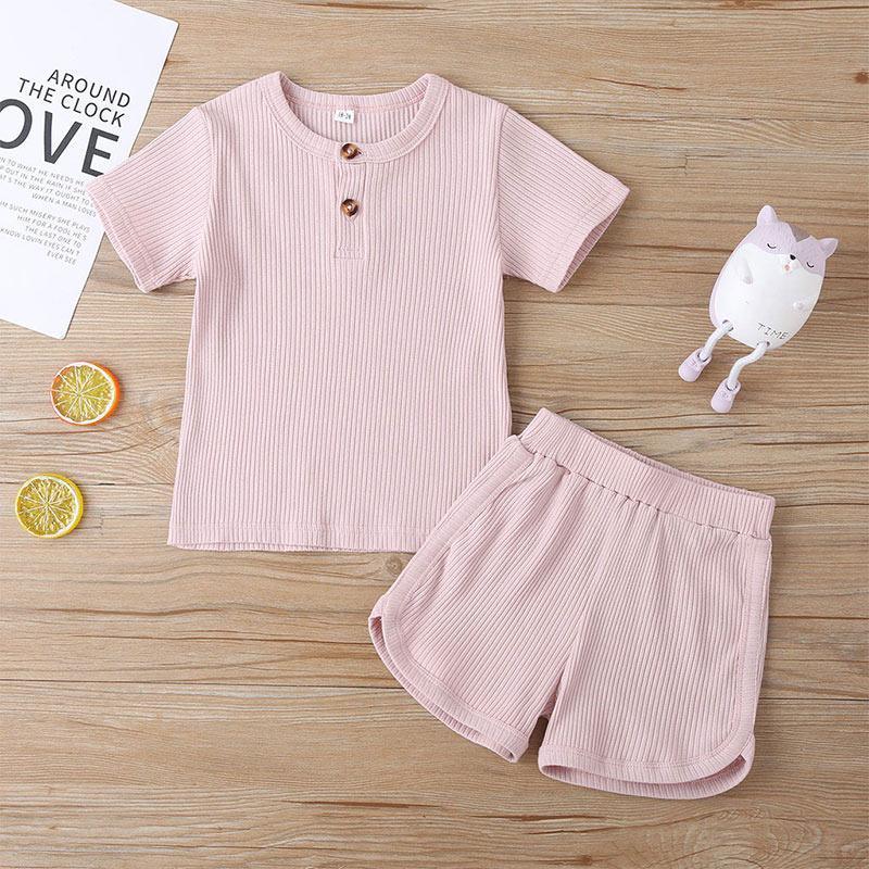 Toddler Girl Solid Color Ribbed T-shirt & Shorts Children's Clothing - PrettyKid