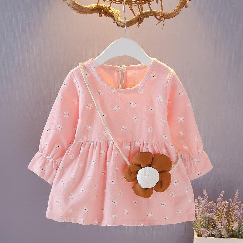 2-piece Floral Pattern Long Sleeve Dress & Packet for Toddler Girl Children's Clothing - PrettyKid