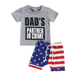 6-12M Independence Day Casual T-Shirt Flag Print Shorts Baby Boy Sets Wholesale Baby Clothing - PrettyKid