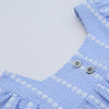 Kid Girl Ruffle sleeve Square Collar Blue Plaid Dress - PrettyKid