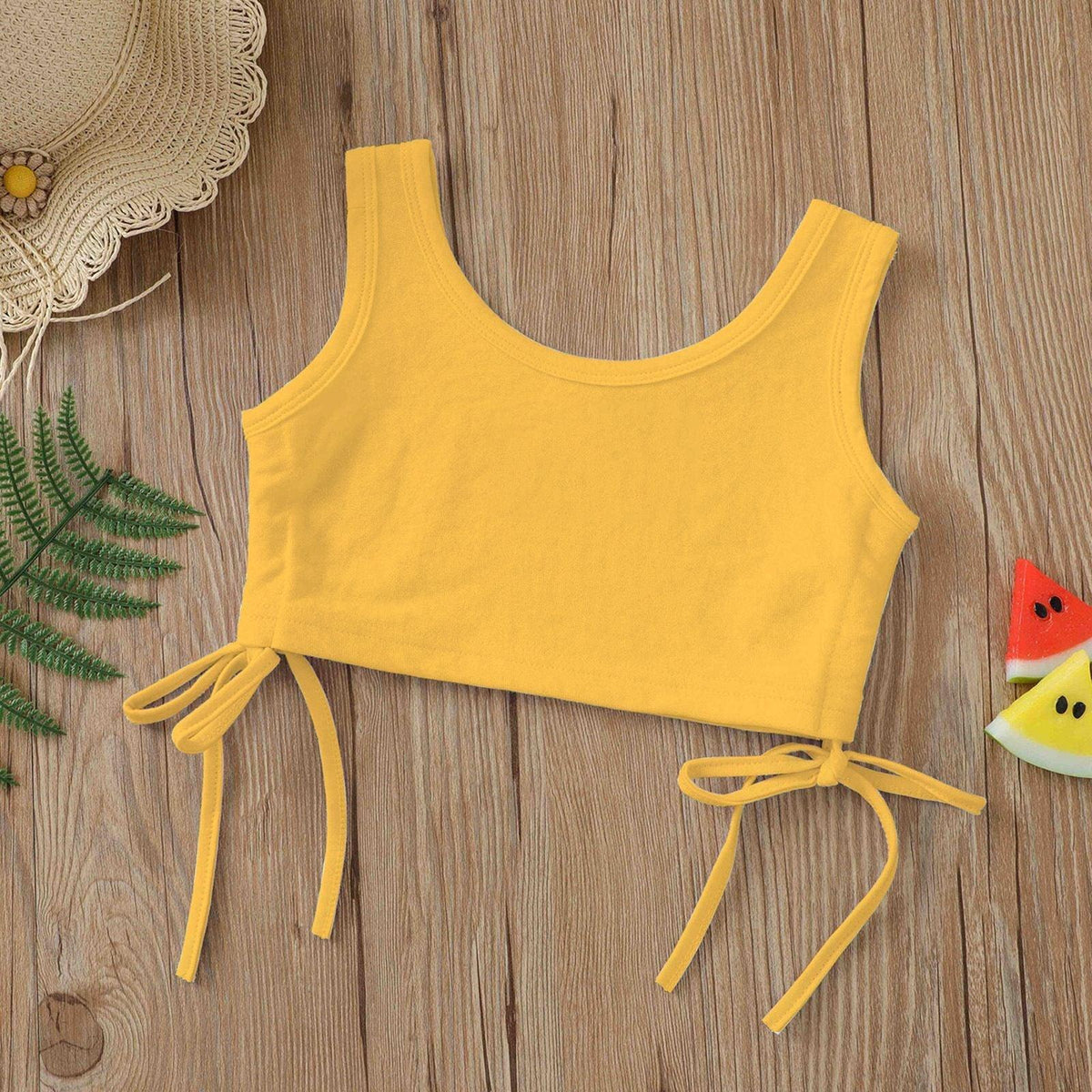 18M-6Y Toddler Girls Solid Color Drawstring Tank Tops Fashion Girl Wholesale - PrettyKid