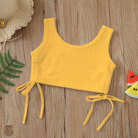 18M-6Y Toddler Girls Solid Color Drawstring Tank Tops Fashion Girl Wholesale - PrettyKid