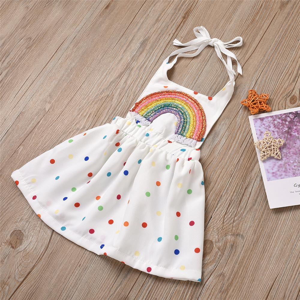 Baby Girls Rainbow Polka Dot Tie Dye Summer Dress Baby Clothes Wholesale Suppliers - PrettyKid