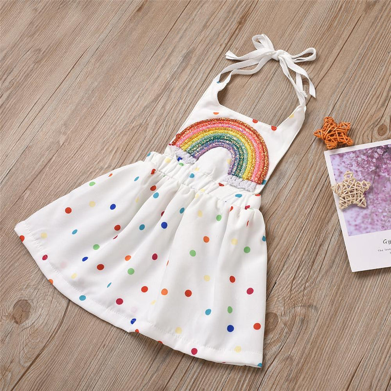 Baby Girls Rainbow Polka Dot Tie Dye Summer Dress Baby Clothes Wholesale Suppliers - PrettyKid