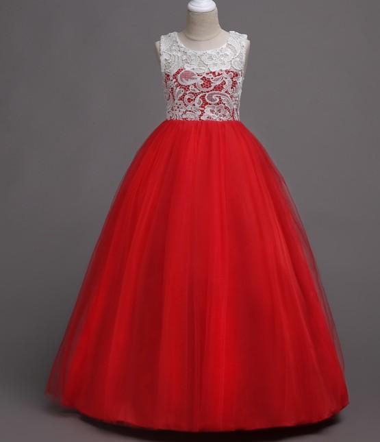 Beautiful Girl Prom Lace Tulle Evening Dress - PrettyKid