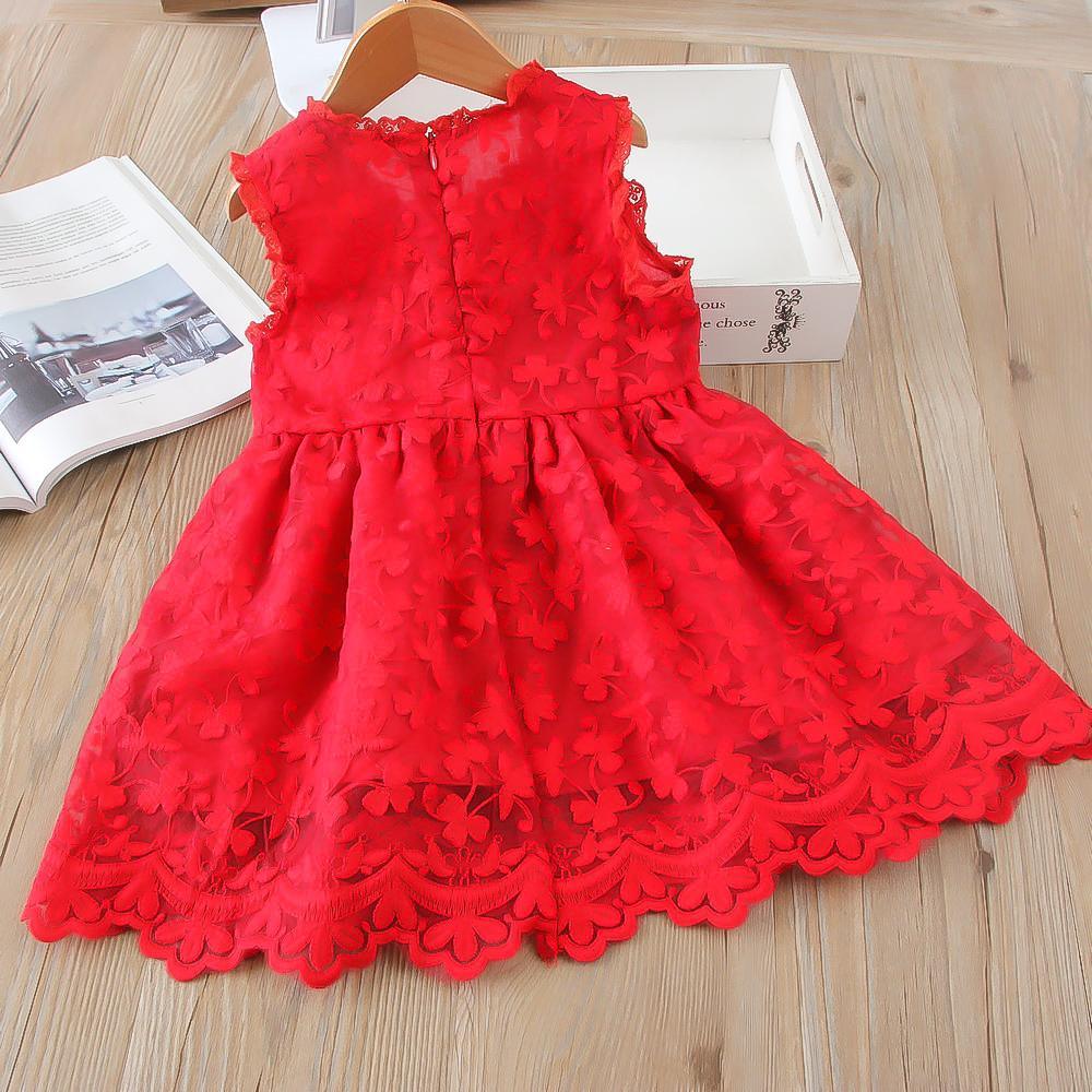 Girls Butterfly Exquisite Embroidered Dress Sleeveless Princess Dress - PrettyKid