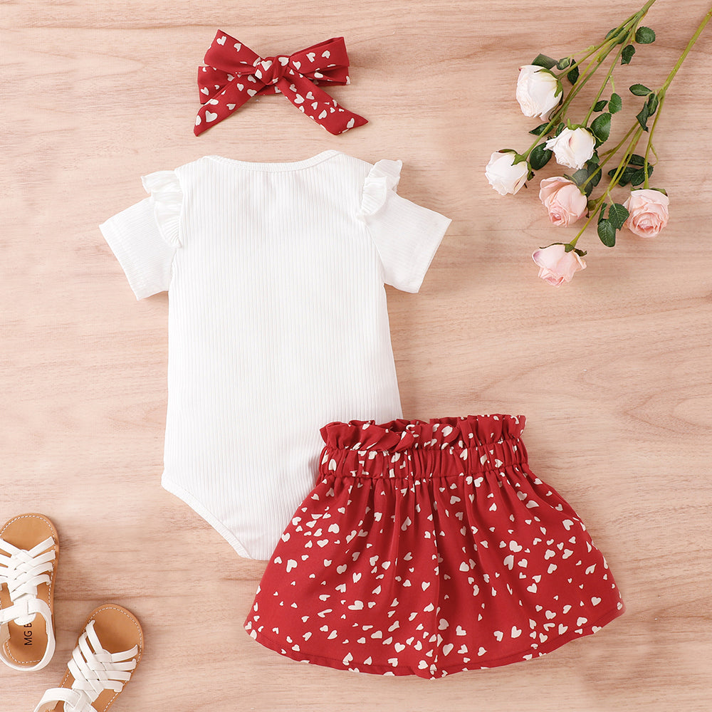 0-18M Short Sleeve Heart Print Bodysuit Wholesale Baby Clothes - PrettyKid