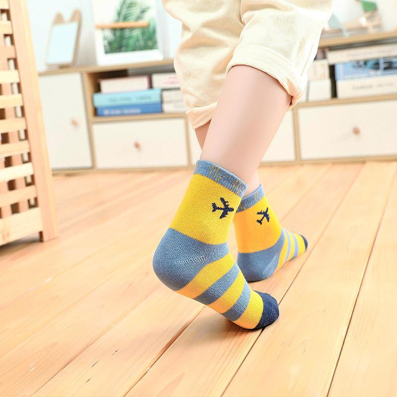 5-piece Cartoon Airplane Pattern Knee-High Stockings for Unisex - PrettyKid