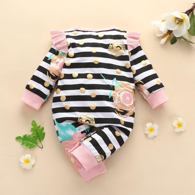 Cartoon Design Stripes Jumpsuit for Baby Girl - PrettyKid