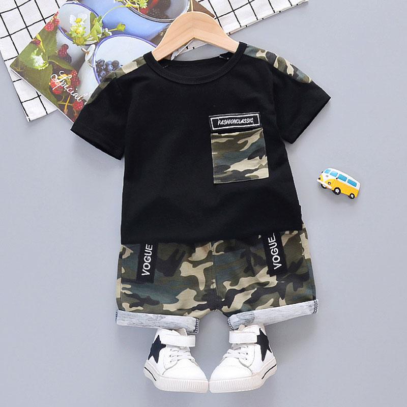 2-piece Camouflage T-shirt & Shorts for Toddler Boy Children's Clothing Wholesale - PrettyKid
