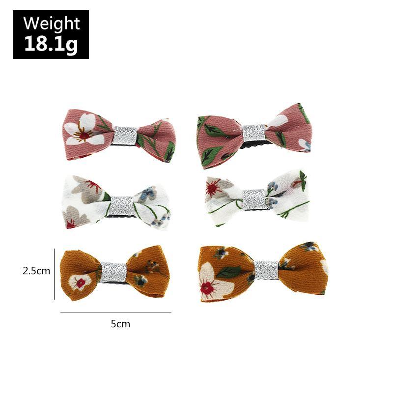 6-piece Bowknot cloth Hair Clip for Girl - PrettyKid