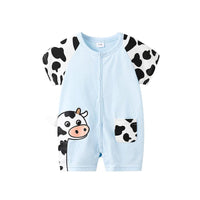 Baby Cartoon Cow Pattern Bodysuit - PrettyKid