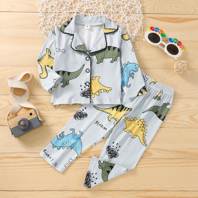 Baby Boy Pajama Sets Monkey Dinosaur Print Wholesale Baby Clothes - PrettyKid