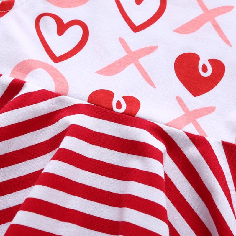 Girls Love Print Striped Dress - PrettyKid