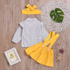 Toddler Girls Polka Dot Bow Top Solid Color Strap Skirt & Headdress - PrettyKid
