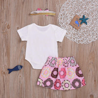 Toddler Girl Donut Short Sleeve Top Cartoon Short Skirt - PrettyKid