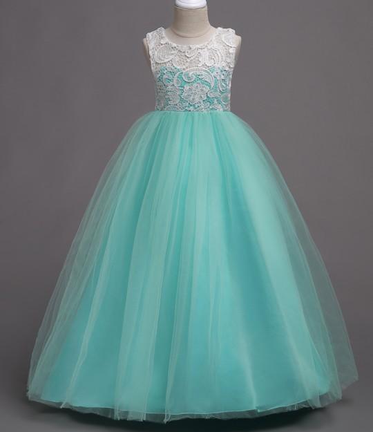 Beautiful Girl Prom Lace Tulle Evening Dress - PrettyKid