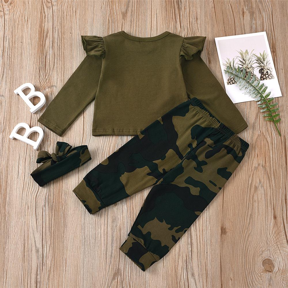 Girls Letter Camo Printed Top & Trousers Wholesale Clothing For Girls - PrettyKid