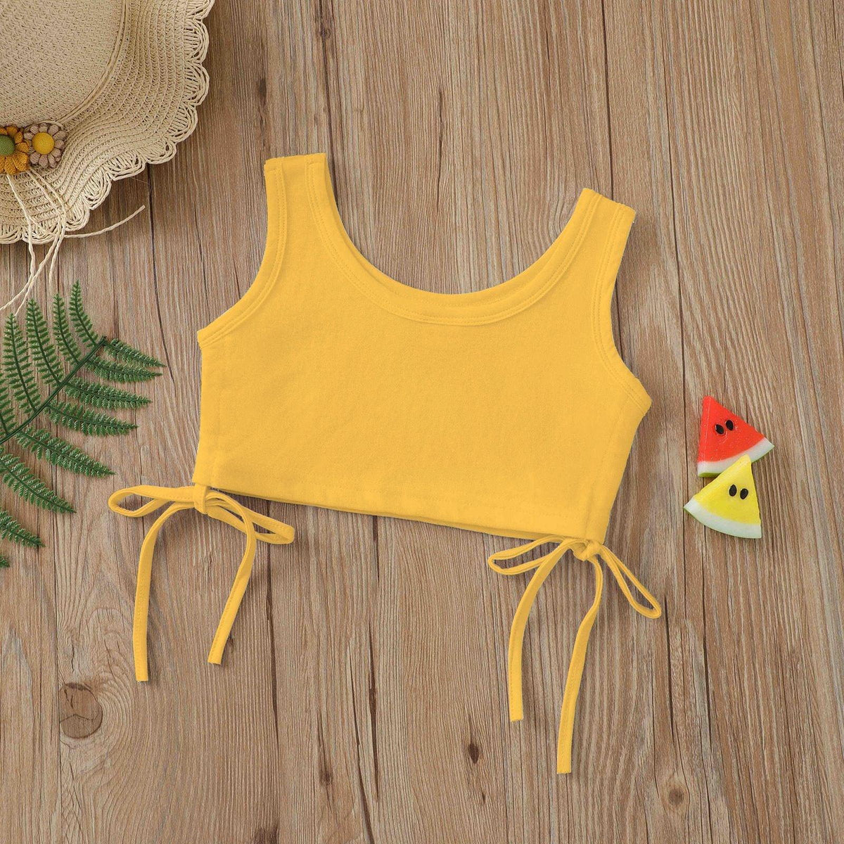 18M-6Y Toddler Girls Solid Color Drawstring Tank Tops Fashion Girl Wholesale - PrettyKid