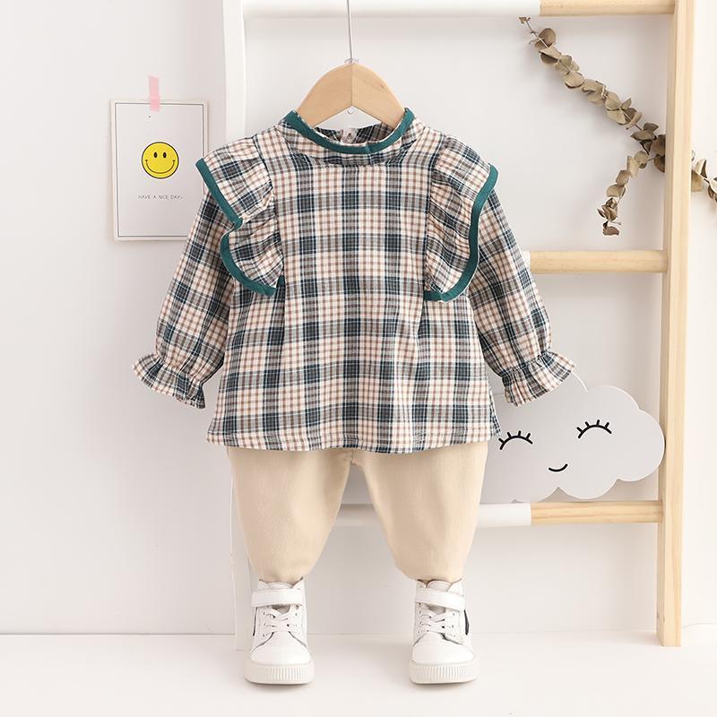 2-piece Ruffle Long Sleeve T-shirt & Pants for Children Girl - PrettyKid