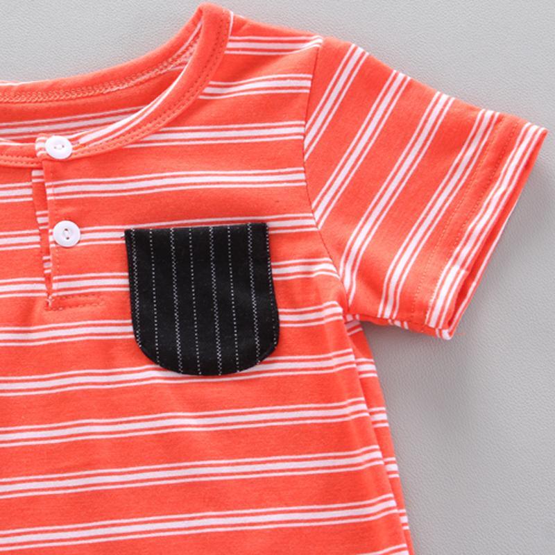 Toddler Boy Striped T-shirt & Vertical Striped Shorts Wholesale Children's Clothing - PrettyKid