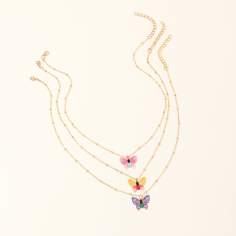 Kid Girl 3pcs Butterfly Decor Children's Necklace - PrettyKid