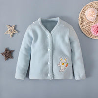 Bunny Print V-Neck Wool Cardigan Baby Girl Clothing - PrettyKid